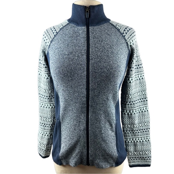Title Nine Aztec Sleeve Thick Knit Full Zip Sweater Jacket Size Medium H14509 - Picture 3 of 12